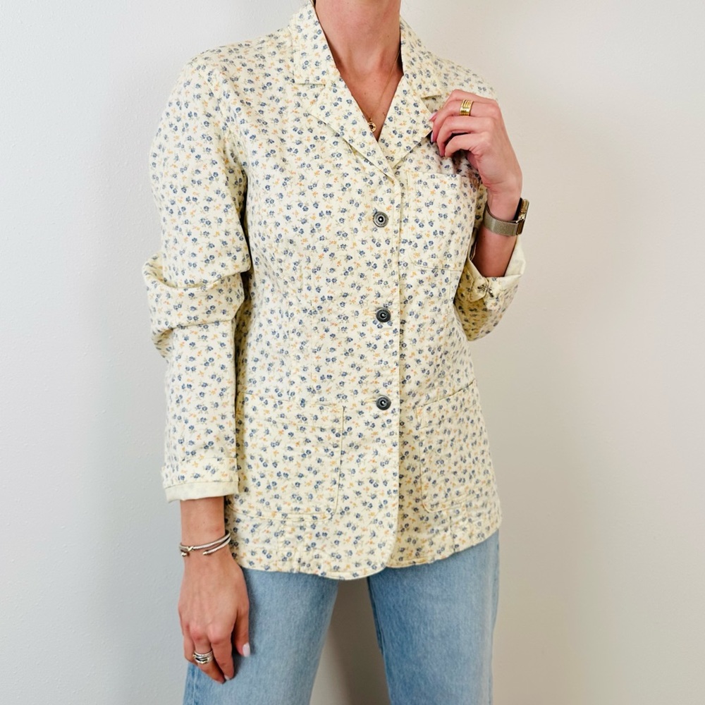 New Liz Claiborne Lizwear Jean Floral Jacket Long Sleeve vintage